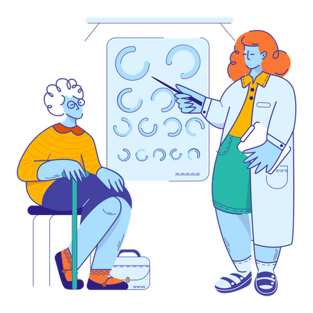 Patient visiting Optometrist Illustration