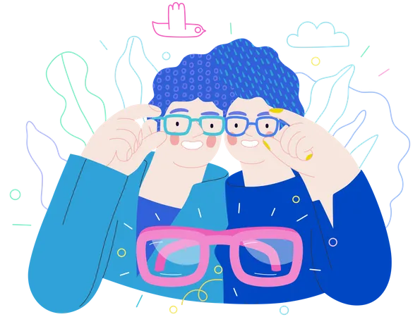 Opticians Shop Medical Insurance Advertising Poster Panel Modern Flat Vector Concept Digital Illustration Of A Young Couple Wearing Glasses Commercial Banner Illustration Illustration