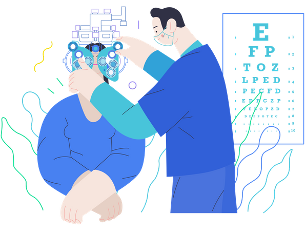 Patient visiting Optometrist  Illustration