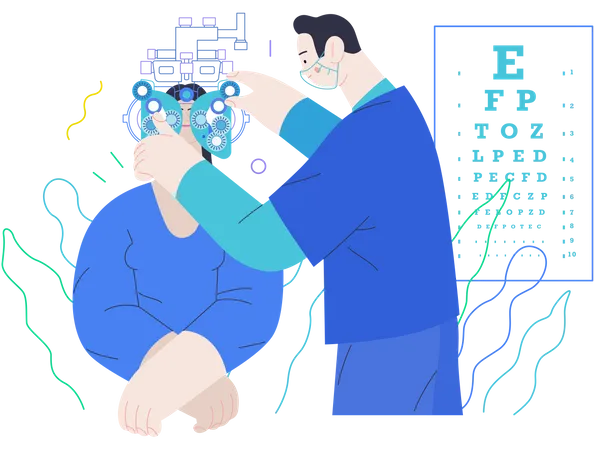 Patient visiting Optometrist  Illustration