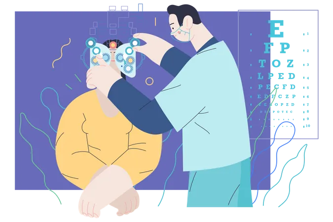 Patient visiting Optometrist  Illustration