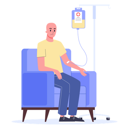 Patient with a dropper getting a chemo Illustration