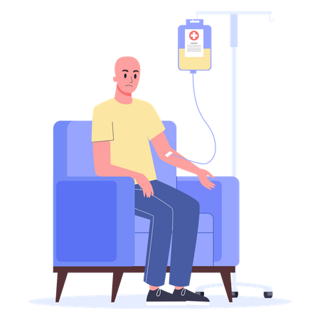 Patient with a dropper getting a chemo  Illustration