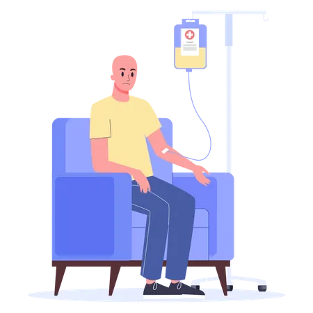 Patient with a dropper getting a chemo  Illustration