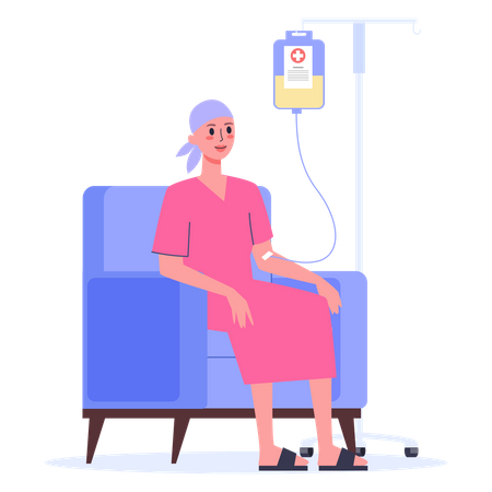 Patient with a dropper getting a chemo  Illustration