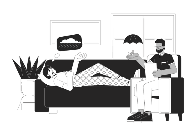 Patient with physiotherapist  イラスト