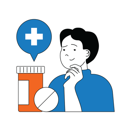 Patient with pills  Illustration