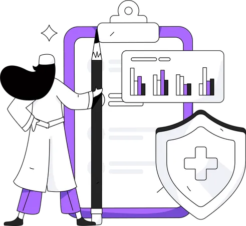 Patientenbericht und medizinische Analyse  Illustration