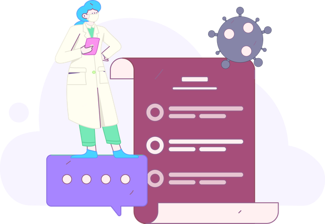 Patientenbericht wird vom Arzt analysiert  Illustration