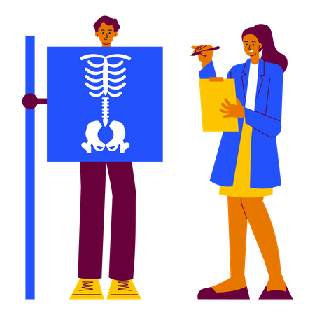 Röntgenaufnahme des Körpers des Patienten  Illustration