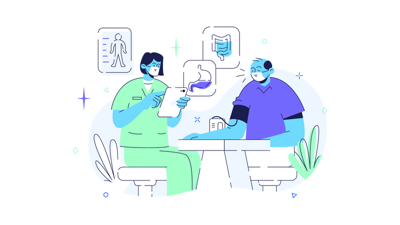 Patientenscreening durch Gastroenterologen  Illustration