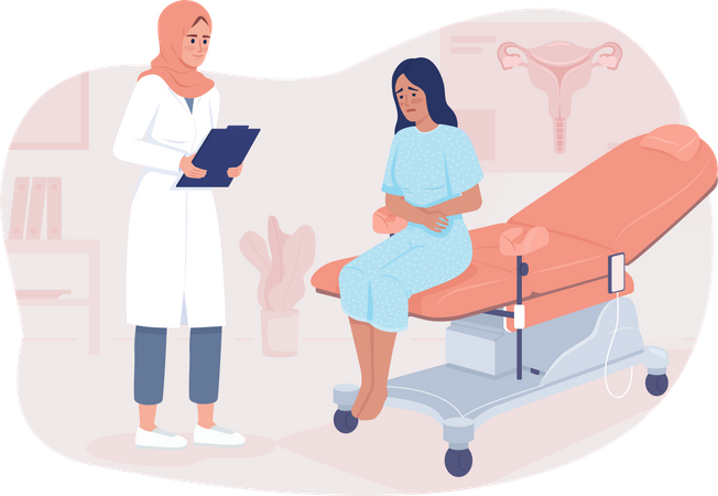 Patientin beim Frauenarzttermin  Illustration