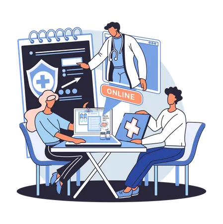 Patients getting online doctor treatment  Illustration