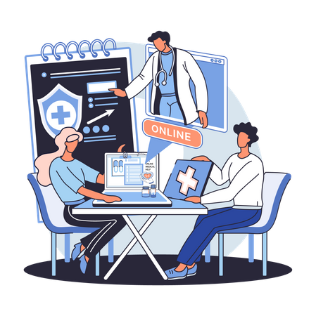 Patients getting online doctor treatment  Illustration