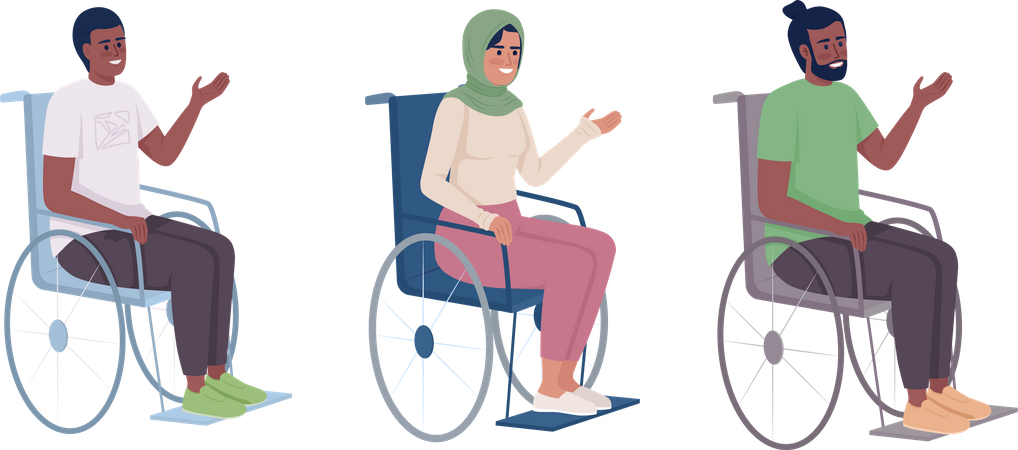 Patients handicapés en fauteuil roulant  Illustration