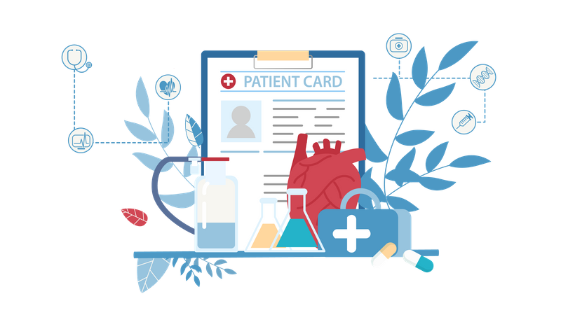 Patients heart report with cure  Illustration