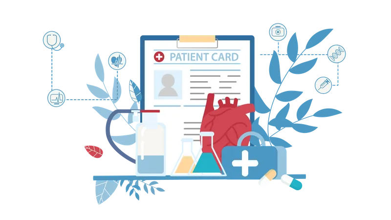 Patients heart report with cure  Illustration