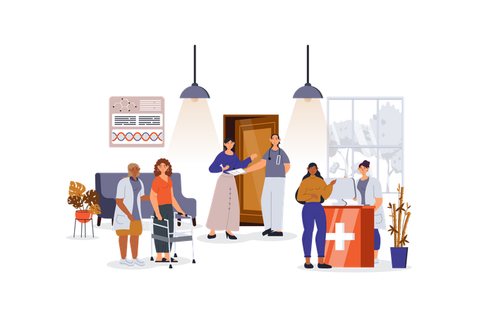 Patients visiting doctors for consultation  Illustration