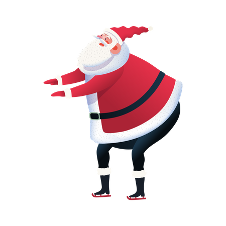 Papai noel patinando  Ilustração