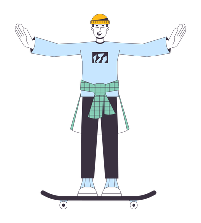 Patinador bonito acenando  Ilustração