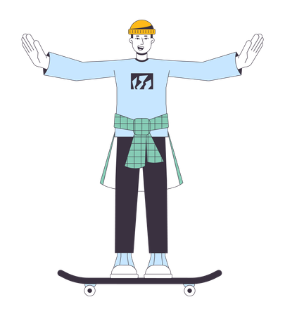 Patinador bonito acenando  Ilustração