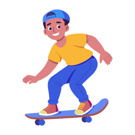 Un patinador disfruta del patinaje  Ilustración