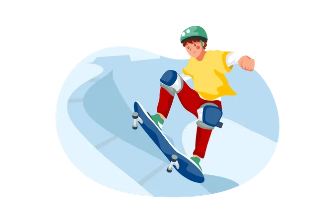 Patineur faisant du skateboard  Illustration