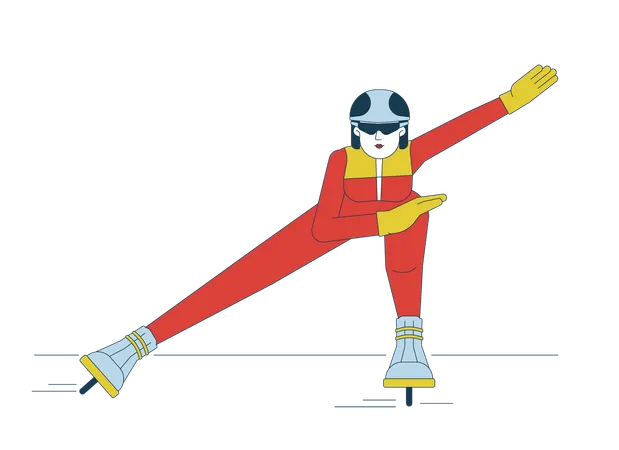 Femme patineuse de vitesse sur glace  Illustration
