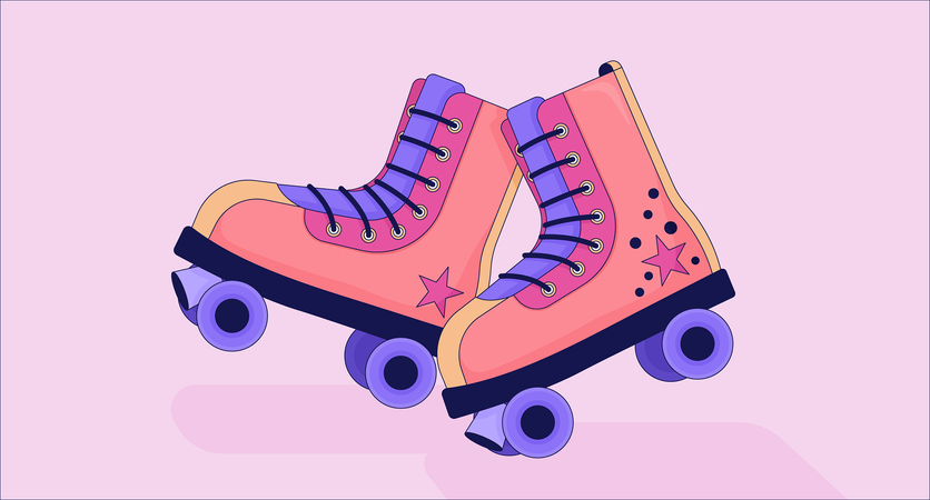 Patins à roulettes à l'ancienne  Illustration