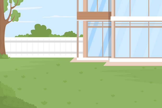 Patio trasero de casa  Ilustración
