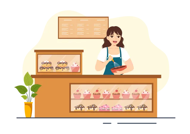 Intérieur de pâtisserie  Illustration