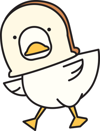 Pato fofo com pão  Ilustração