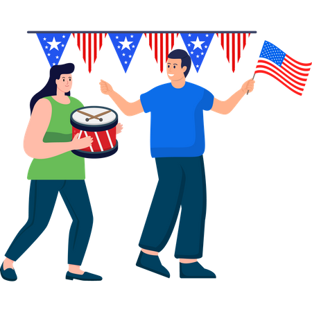 Patriotic Festivities Commemorating American Independence Day  Illustration