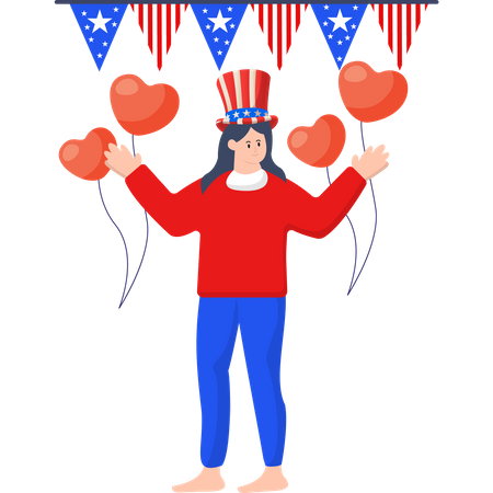 Patriotic Joy Celebrating a Happy Independence Day  Illustration