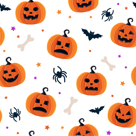 Patrón de calabazas de Halloween embrujadas  Ilustración