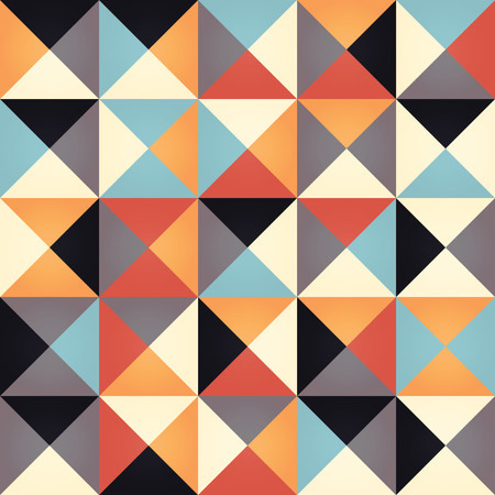 Patrón geométrico sin costuras con triángulos de colores en diseño retro  Illustration