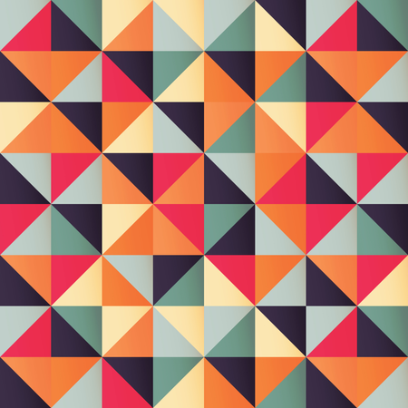 Patrón geométrico sin costuras con triángulos de colores en diseño retro  Illustration