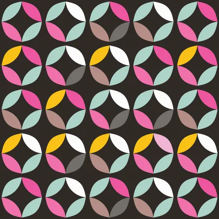 Patrón geométrico sin costuras con círculos coloridos en diseño retro  Ilustración