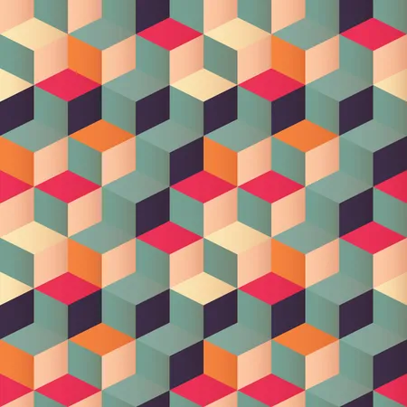 Patrón geométrico sin costuras con cuadrados coloridos en diseño retro  Ilustración
