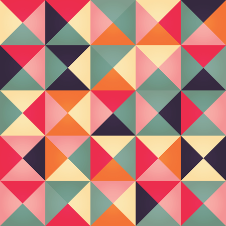 Patrón geométrico sin costuras con triángulos de colores en diseño retro  Ilustración