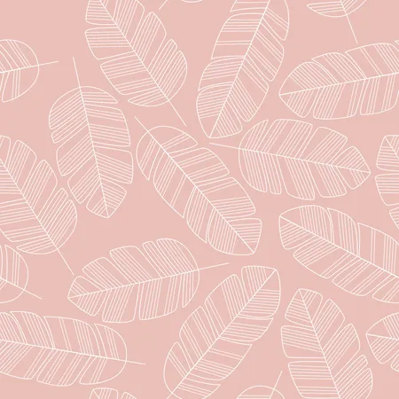 Patrón sin fisuras con hojas blancas sobre fondo rosa  Ilustración