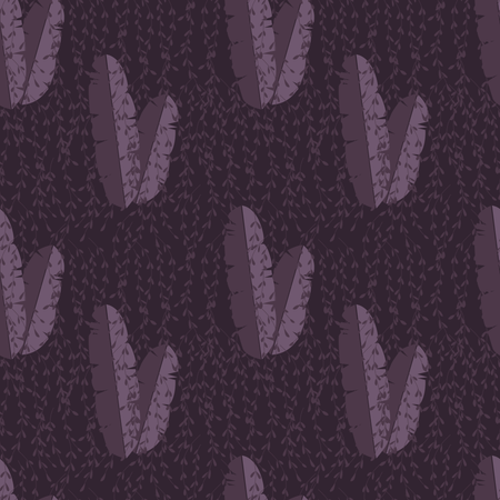 Patrón sin fisuras con hojas de palma de la selva sobre fondo púrpura  Ilustración