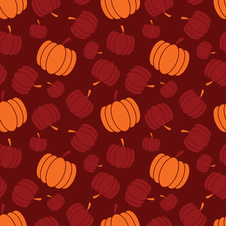 Patrón sin costuras de acción de gracias y otoño con calabazas, diseño colorido  Ilustración