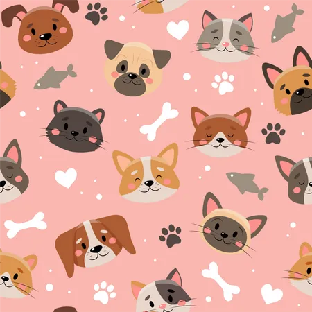 Pattern of Pet faces  Illustration