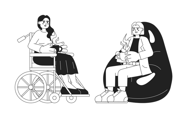 Pausa para café no trabalho ilustração plana dos desenhos animados  Illustration