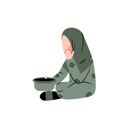 Pauvre femme hijab  Illustration