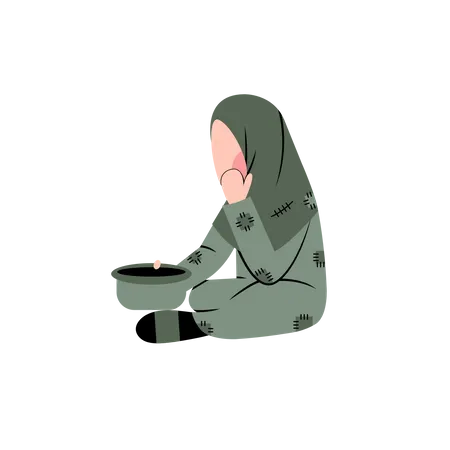 Pauvre femme hijab  Illustration