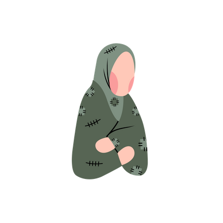 Pauvre femme hijab  Illustration