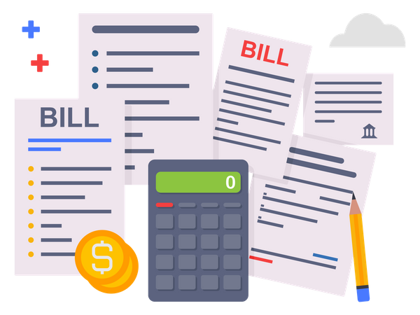 Pay bills and tax  Illustration