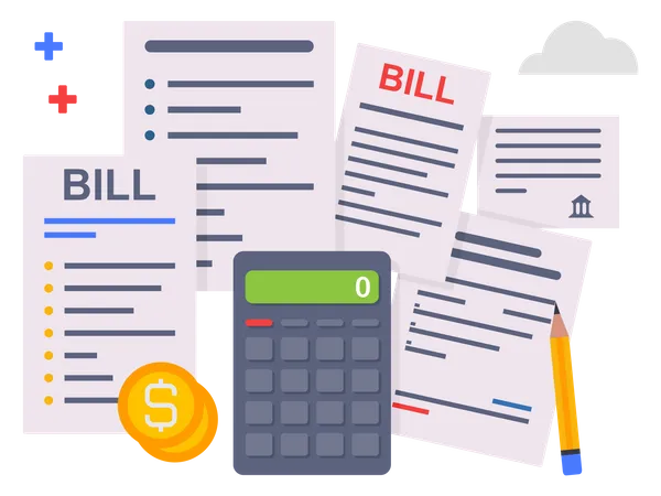 Pay bills and tax  Illustration